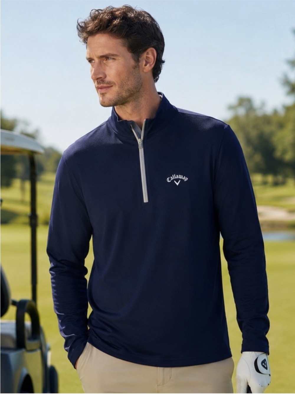 Callaway Navy Quarter zip Sweater Sweatshirt Golf Polo Small NWOT